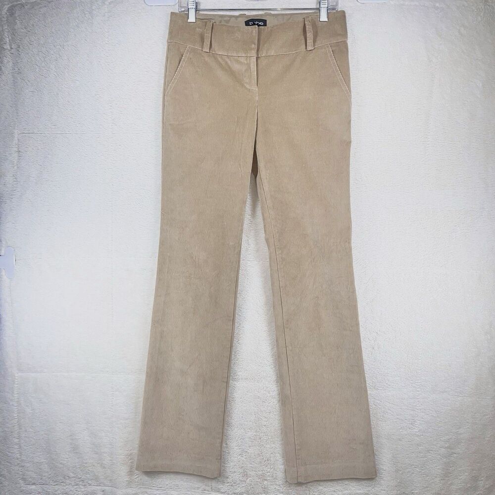 Bebe Khakis Corduroy Pants Size 4 Beige Preppy Bootcut Leg Mid Rise Casual